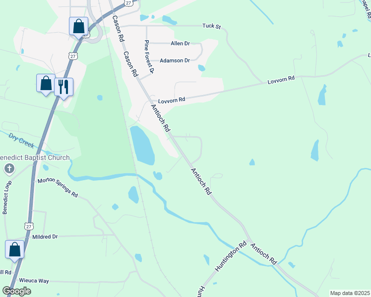 map of restaurants, bars, coffee shops, grocery stores, and more near 655 Antioch Road in Cedartown