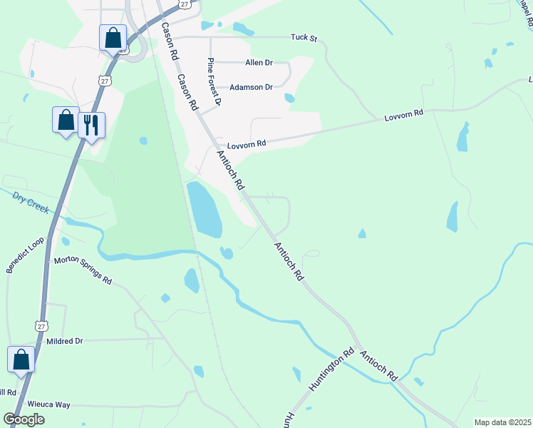 map of restaurants, bars, coffee shops, grocery stores, and more near 655 Antioch Road in Cedartown