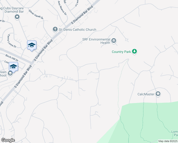 map of restaurants, bars, coffee shops, grocery stores, and more near 22702 Timbertop Lane in Diamond Bar