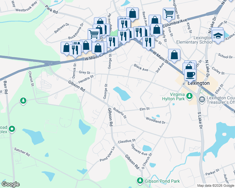 map of restaurants, bars, coffee shops, grocery stores, and more near WHISPER North Lake Drive in Lexington