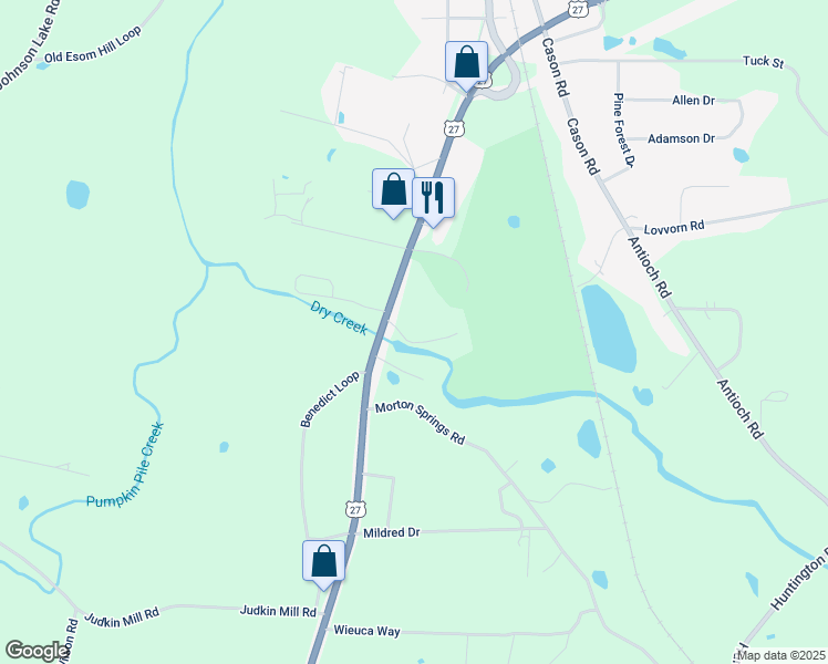 map of restaurants, bars, coffee shops, grocery stores, and more near 35 Old Mill Road in Cedartown