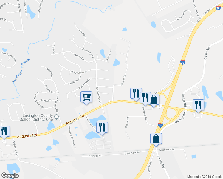map of restaurants, bars, coffee shops, grocery stores, and more near 126 Wood Cut Road in Lexington