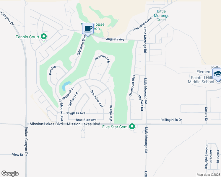 map of restaurants, bars, coffee shops, grocery stores, and more near 9731 Siwanoy Drive in Desert Hot Springs