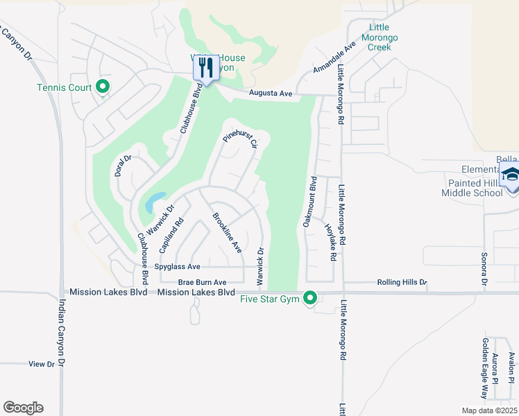 map of restaurants, bars, coffee shops, grocery stores, and more near 9731 Siwanoy Drive in Desert Hot Springs
