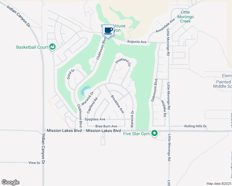 map of restaurants, bars, coffee shops, grocery stores, and more near 9481 Ekwanok Drive in Desert Hot Springs