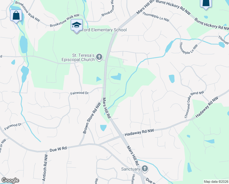 map of restaurants, bars, coffee shops, grocery stores, and more near 5570 Ford's Crossing Court North West in Acworth