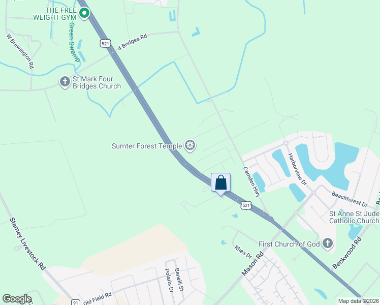 map of restaurants, bars, coffee shops, grocery stores, and more near 2275 Thomas Sumter Highway in Sumter