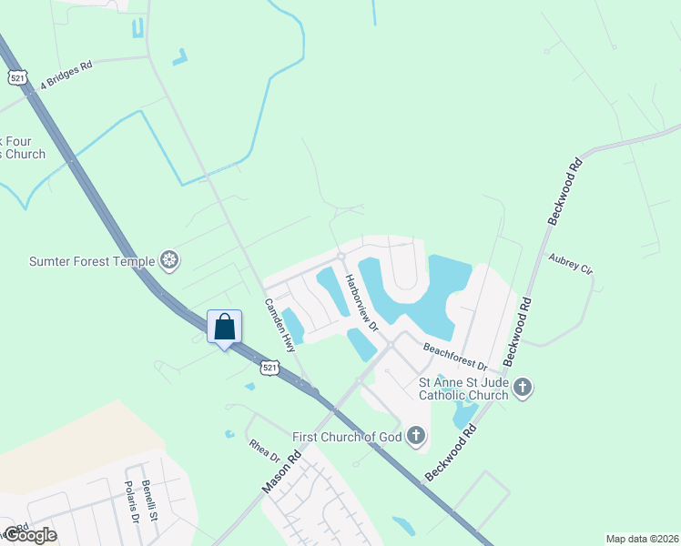 map of restaurants, bars, coffee shops, grocery stores, and more near 2190 Harborview Drive in Sumter