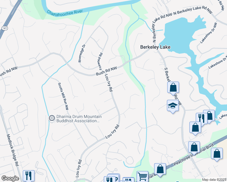 map of restaurants, bars, coffee shops, grocery stores, and more near 4675 Westchester Court in Duluth