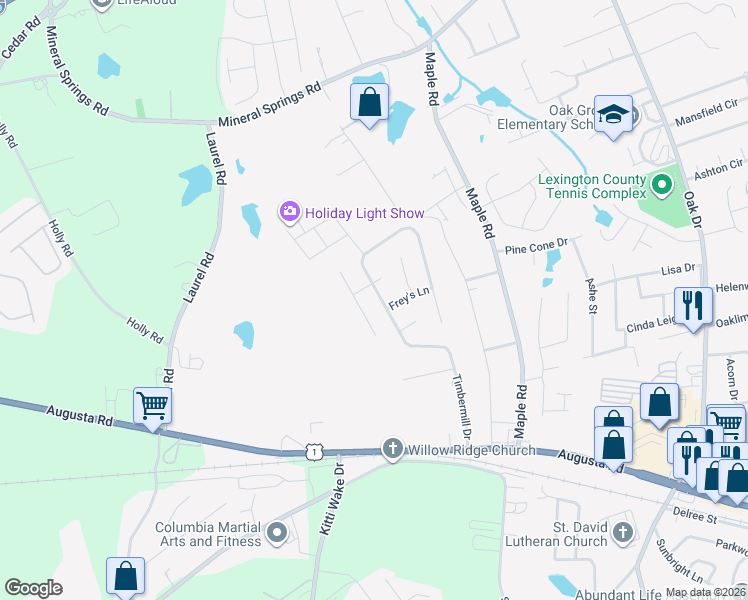 map of restaurants, bars, coffee shops, grocery stores, and more near 317 Timbermill Drive in Lexington