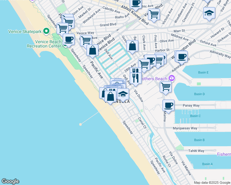 map of restaurants, bars, coffee shops, grocery stores, and more near 2921 Strongs Drive in Los Angeles