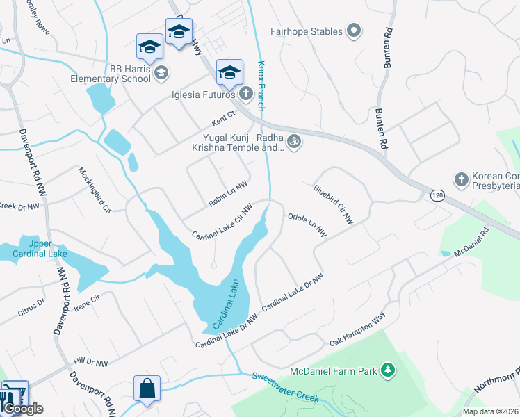 map of restaurants, bars, coffee shops, grocery stores, and more near 2735 Cardinal Lake Circle Northwest in Duluth