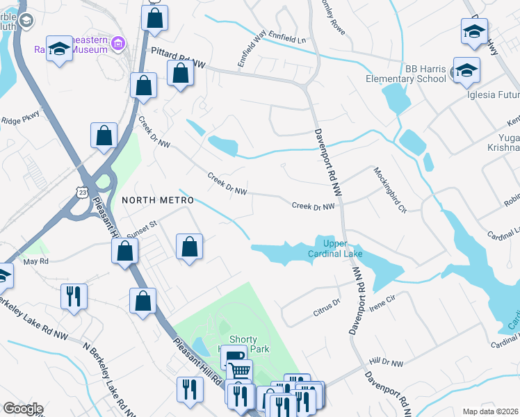 map of restaurants, bars, coffee shops, grocery stores, and more near 3508 Tracey Drive Northwest in Duluth