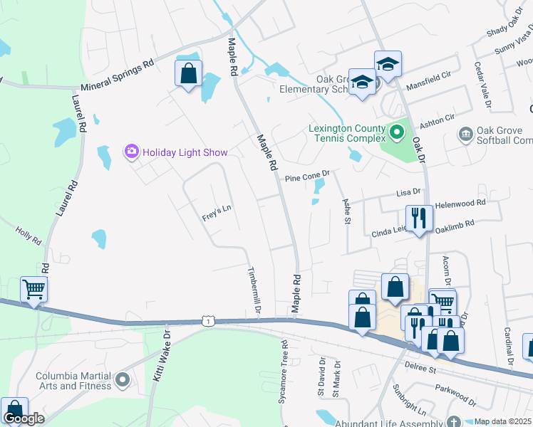 map of restaurants, bars, coffee shops, grocery stores, and more near 142 Dickert Drive in Lexington