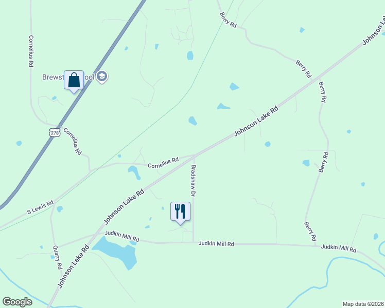 map of restaurants, bars, coffee shops, grocery stores, and more near 1974 Johnson Lake Road in Cedartown