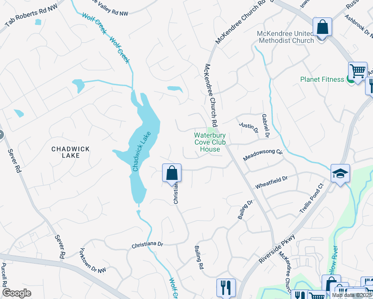 map of restaurants, bars, coffee shops, grocery stores, and more near 1099 Mount Water Lane in Lawrenceville