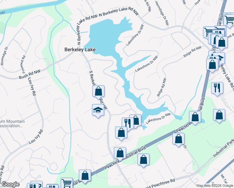 map of restaurants, bars, coffee shops, grocery stores, and more near 139 Lakeshore Drive Northwest in Duluth