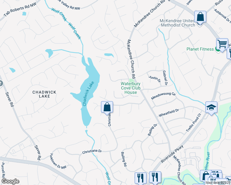 map of restaurants, bars, coffee shops, grocery stores, and more near 1099 Mount Water Lane in Lawrenceville