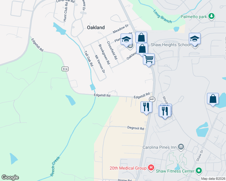 map of restaurants, bars, coffee shops, grocery stores, and more near 5501 Edgehill Road in Sumter