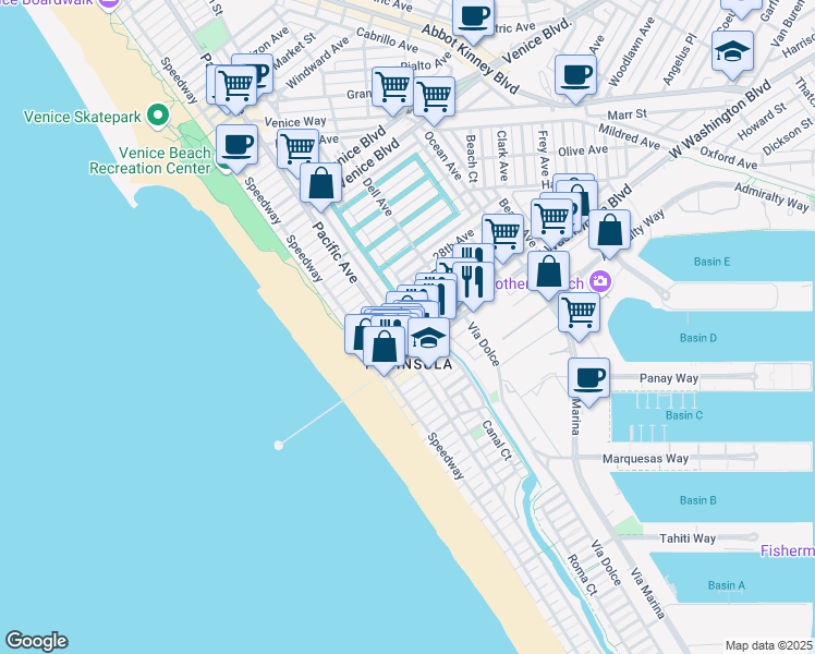 map of restaurants, bars, coffee shops, grocery stores, and more near 2921 Strongs Drive in Los Angeles