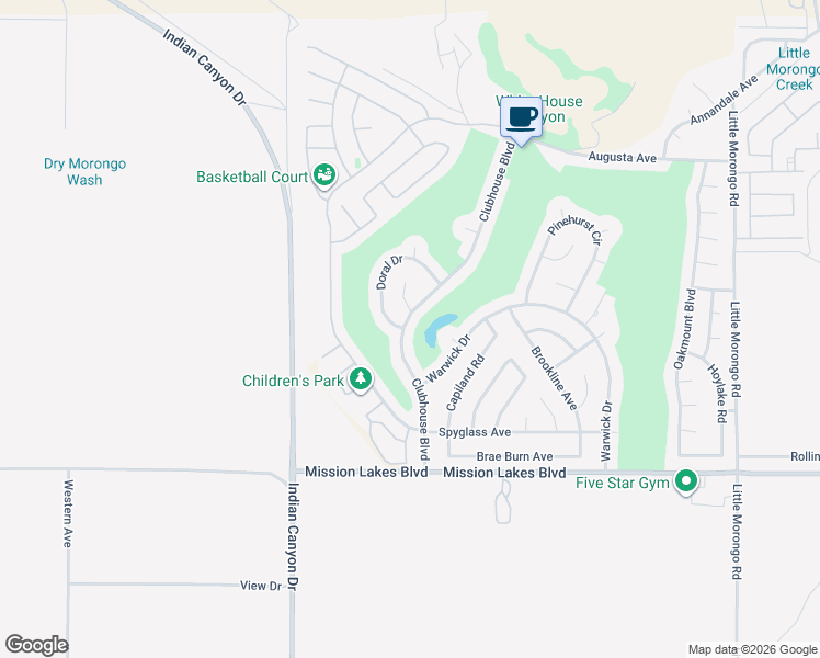 map of restaurants, bars, coffee shops, grocery stores, and more near 64027 Doral Drive in Desert Hot Springs