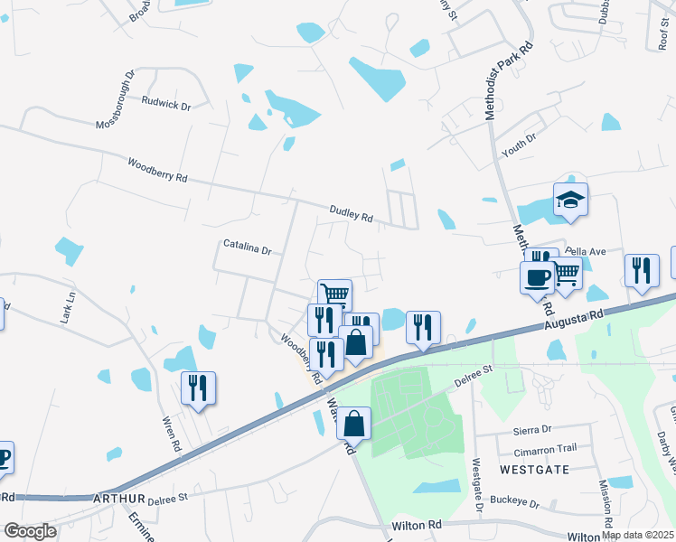 map of restaurants, bars, coffee shops, grocery stores, and more near 200 Woodberry Road in West Columbia