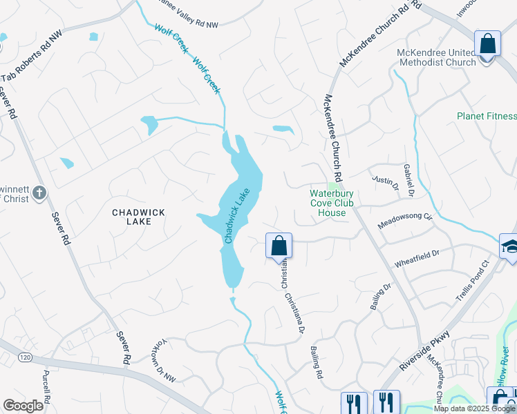 map of restaurants, bars, coffee shops, grocery stores, and more near 1524 High Cotton Court in Lawrenceville
