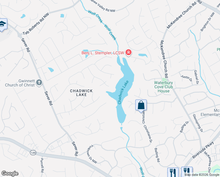 map of restaurants, bars, coffee shops, grocery stores, and more near 1435 Chadberry Way in Lawrenceville