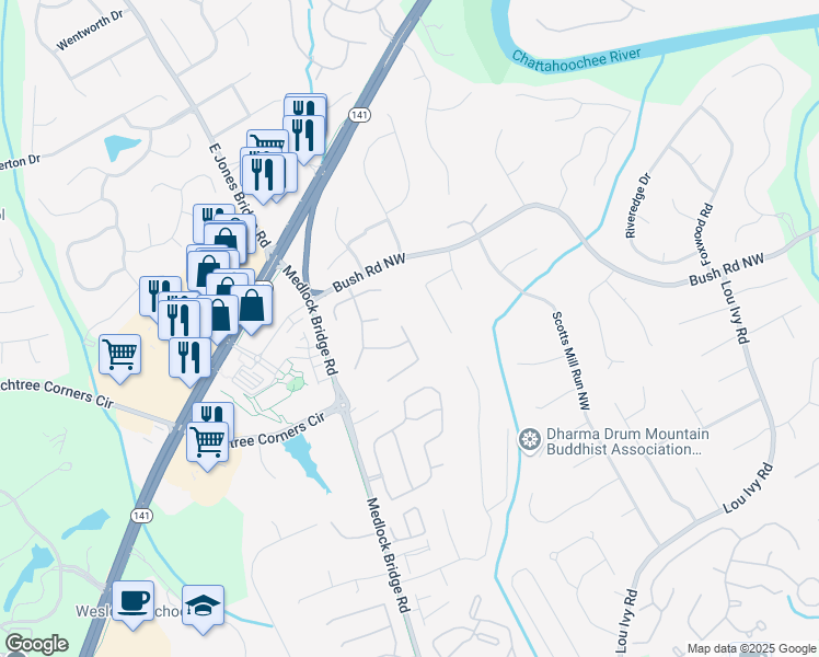 map of restaurants, bars, coffee shops, grocery stores, and more near 3783 Wickford Lane in Duluth