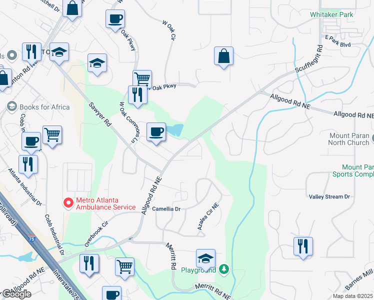 map of restaurants, bars, coffee shops, grocery stores, and more near 1227 Herty Drive in Marietta