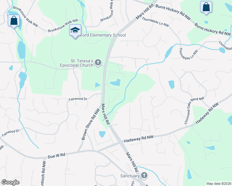 map of restaurants, bars, coffee shops, grocery stores, and more near 5550 Ford's Crossing Court North West in Acworth