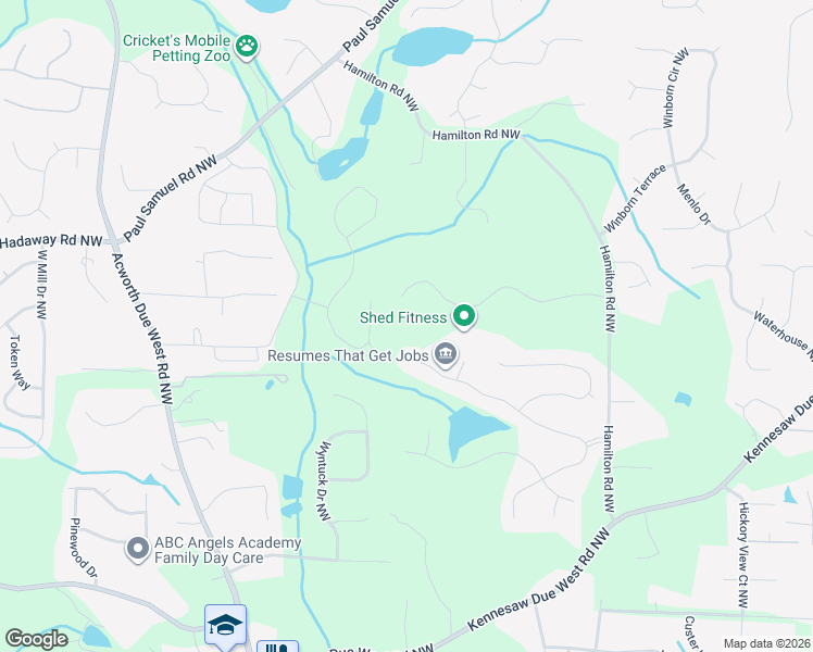 map of restaurants, bars, coffee shops, grocery stores, and more near 3591 Country Estate Drive in Kennesaw