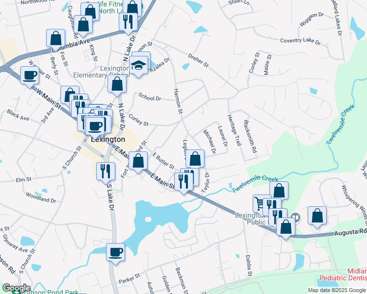 map of restaurants, bars, coffee shops, grocery stores, and more near 211 Legion Drive in Lexington