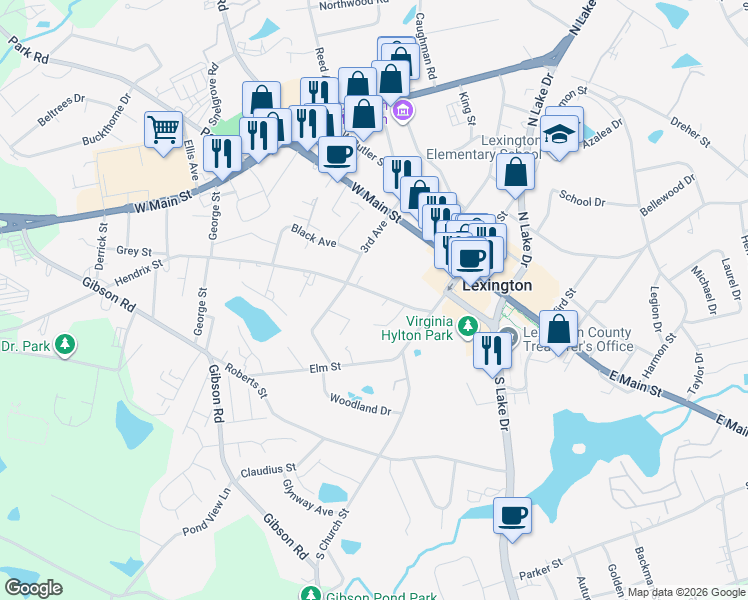 map of restaurants, bars, coffee shops, grocery stores, and more near 207 Hendrix Street in Lexington