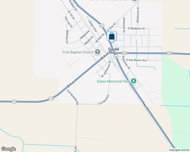 map of restaurants, bars, coffee shops, grocery stores, and more near 302 West Van Buren Street in Gould