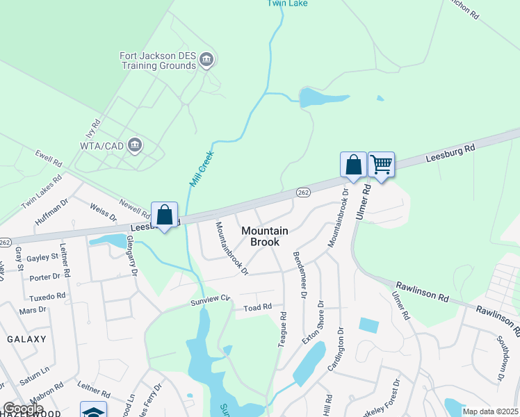 map of restaurants, bars, coffee shops, grocery stores, and more near 2600 Leesburg Road in Columbia