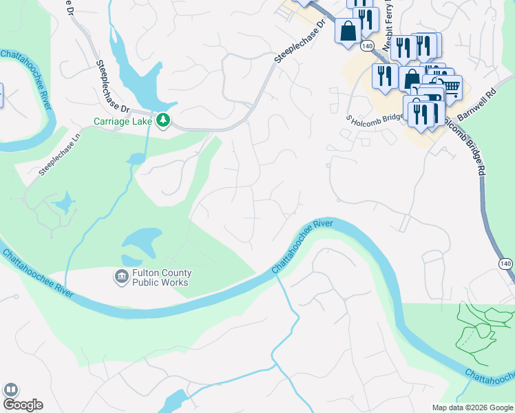 map of restaurants, bars, coffee shops, grocery stores, and more near 475 4th Fairway Drive in Roswell