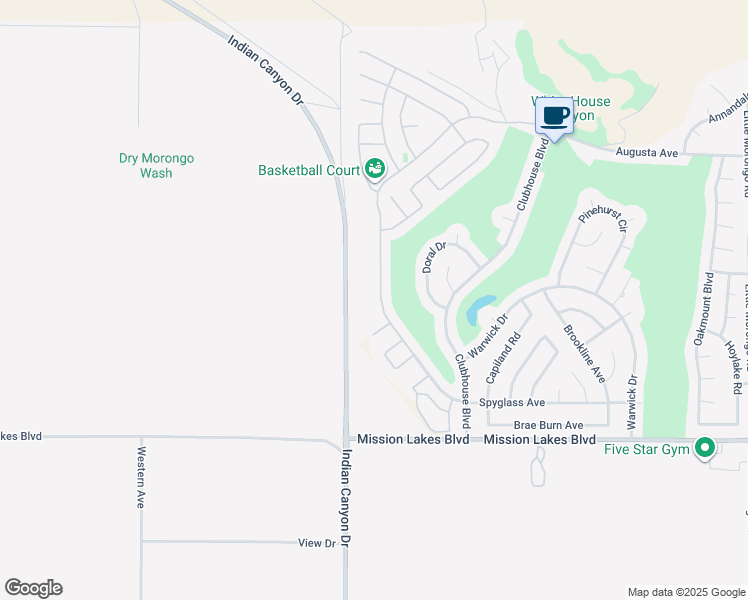 map of restaurants, bars, coffee shops, grocery stores, and more near 9153 Silver Star Avenue in Desert Hot Springs