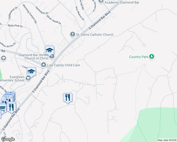 map of restaurants, bars, coffee shops, grocery stores, and more near 2359 Alamo Heights Drive in Diamond Bar