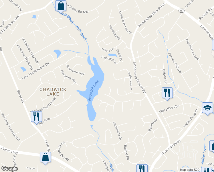map of restaurants, bars, coffee shops, grocery stores, and more near 1524 High Cotton Court in Lawrenceville