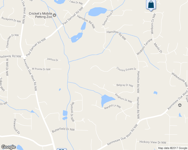 map of restaurants, bars, coffee shops, grocery stores, and more near 3591 Country Estate Drive in Kennesaw