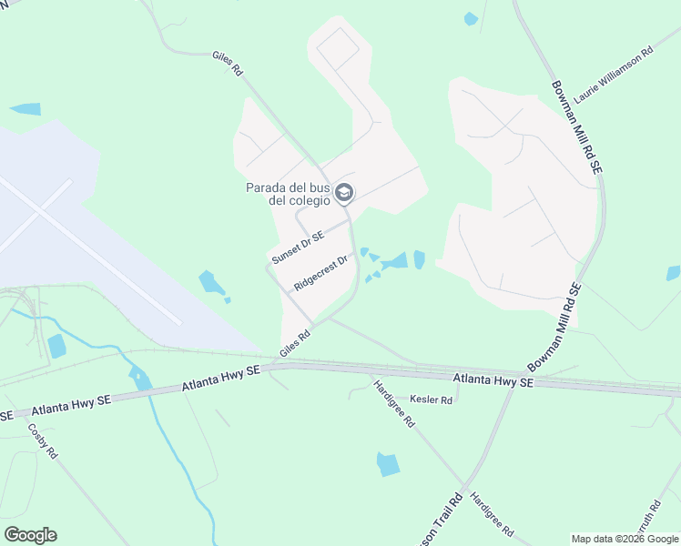 map of restaurants, bars, coffee shops, grocery stores, and more near 1204 Ridgecrest Drive in Winder