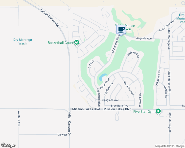 map of restaurants, bars, coffee shops, grocery stores, and more near 64027 Doral Drive in Desert Hot Springs