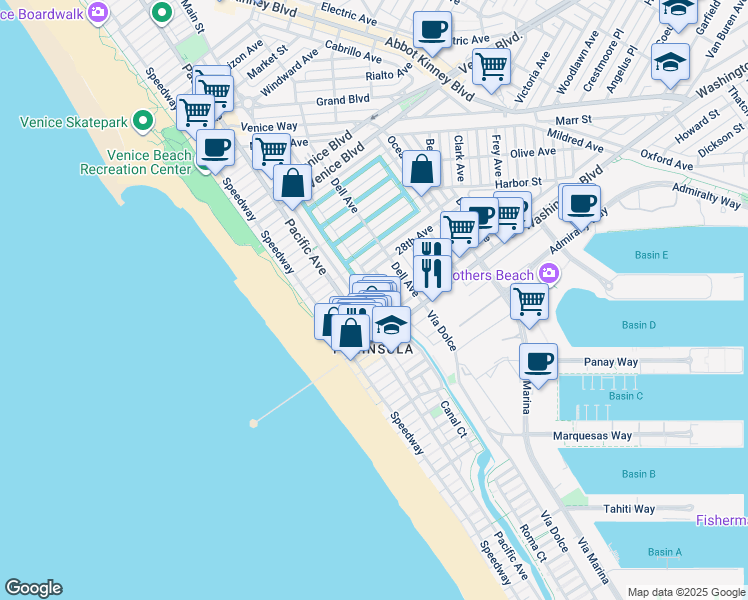 map of restaurants, bars, coffee shops, grocery stores, and more near 2921 Strongs Drive in Los Angeles