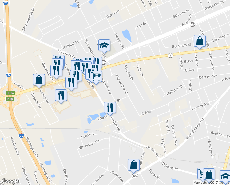 map of restaurants, bars, coffee shops, grocery stores, and more near 159 Hammond Avenue in West Columbia