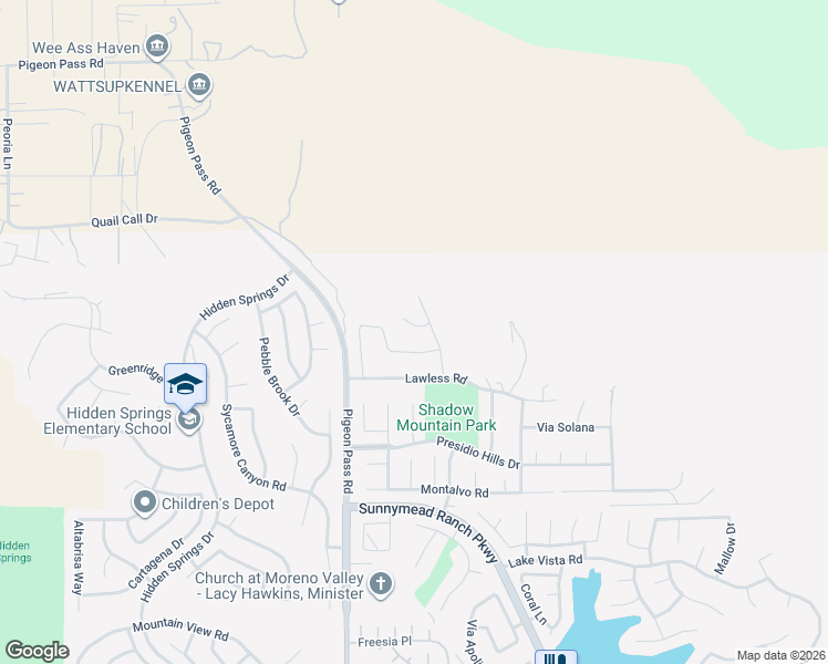 map of restaurants, bars, coffee shops, grocery stores, and more near 23125 Park View Court in Moreno Valley