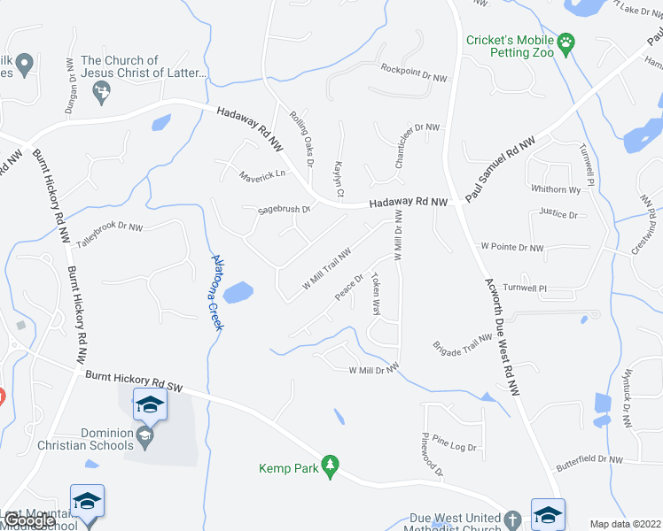 map of restaurants, bars, coffee shops, grocery stores, and more near 1000 Buster Drive in Kennesaw