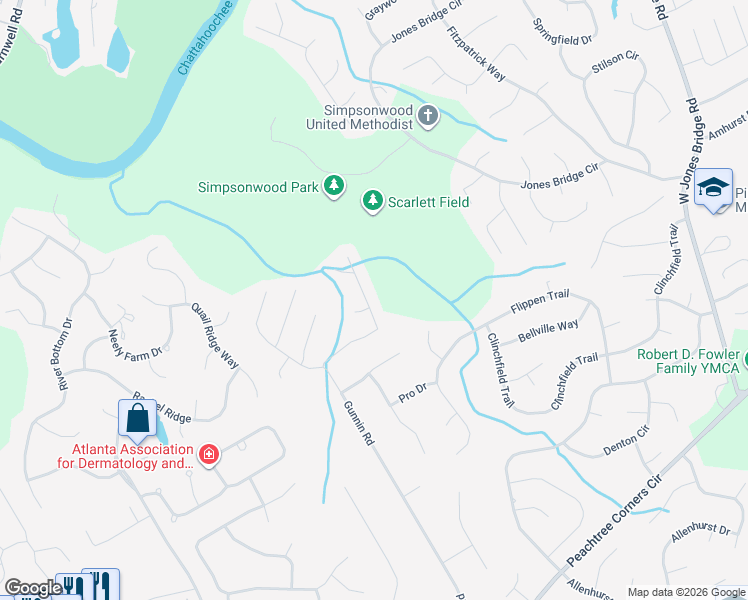 map of restaurants, bars, coffee shops, grocery stores, and more near 5820 Wilbanks Drive in Norcross