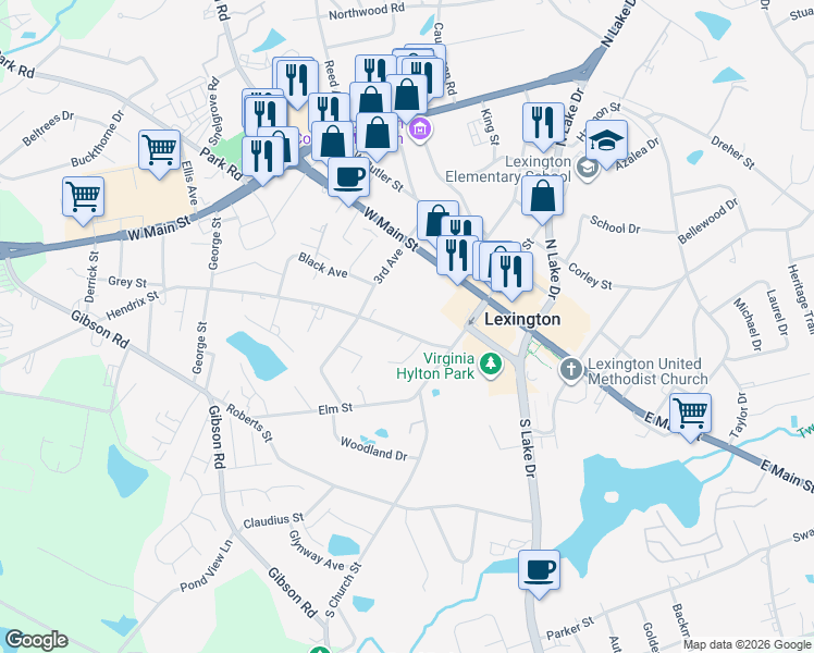 map of restaurants, bars, coffee shops, grocery stores, and more near 207 Hendrix Street in Lexington