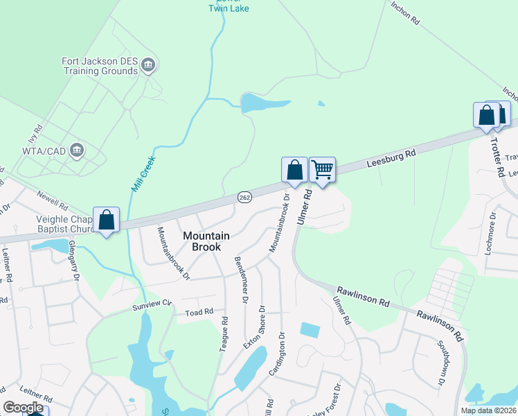 map of restaurants, bars, coffee shops, grocery stores, and more near 2705 Pleasant Ridge Drive in Columbia